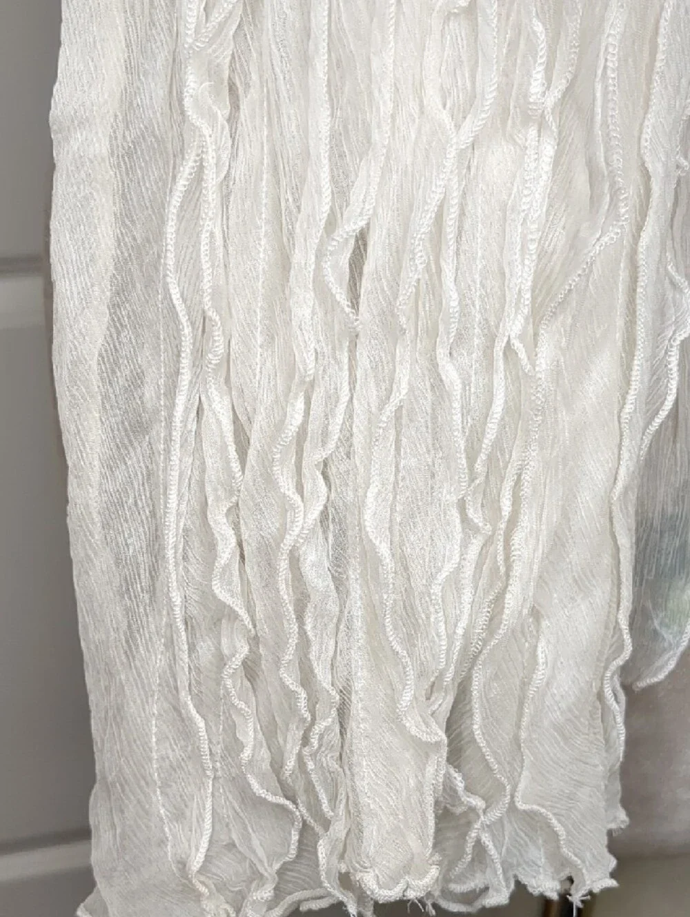 Lauren Ralph Lauren Ivory Ruffled Scarf Shawl Wrap Elegant Sheer